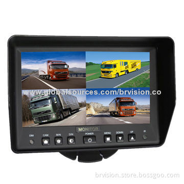 Rearview System, 7-inch TFT LCD Digital Monitor with Removable Sun Visor, 4-channel Input